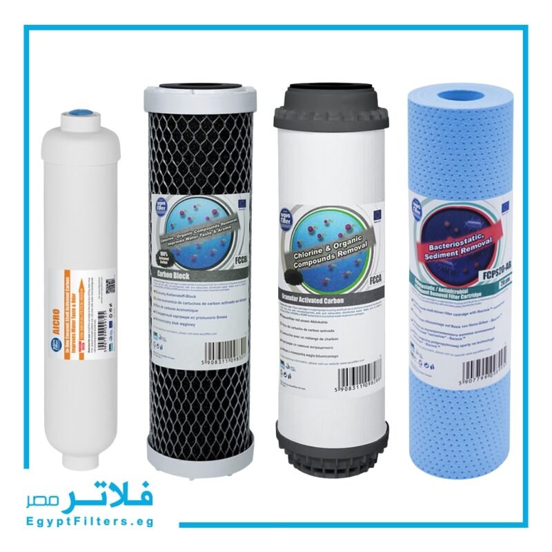باكدج 4 شمعات أوروبي مبدئية + بوست كربون | فلتر مياه RO – أكوا فلتر